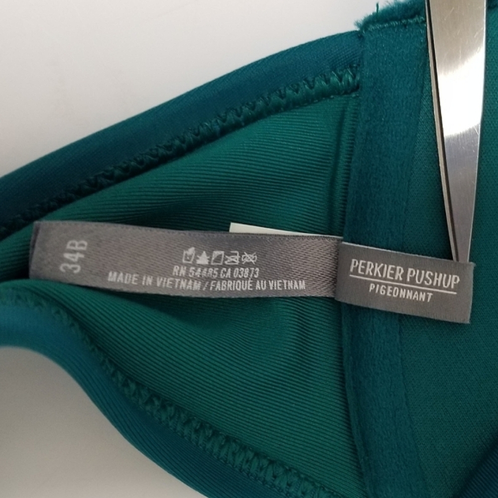 Aerie Turquoise Perkier Pushup Crossback Underwire Bikini Top Sz 34B - Picture 4 of 7